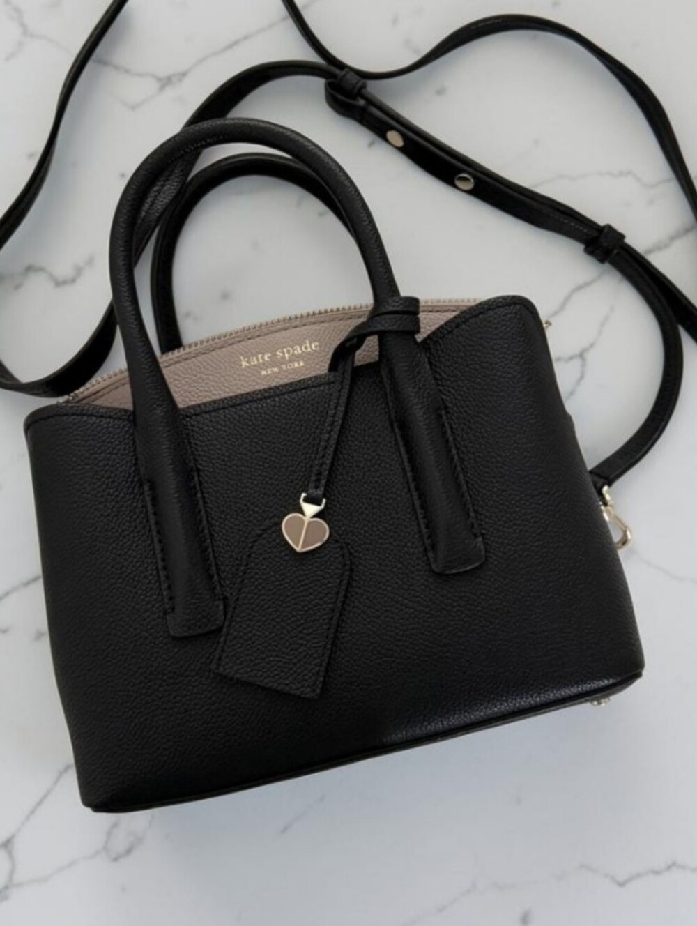 Kate Spade Mini Black Leather Satchel With Crossbody Strap